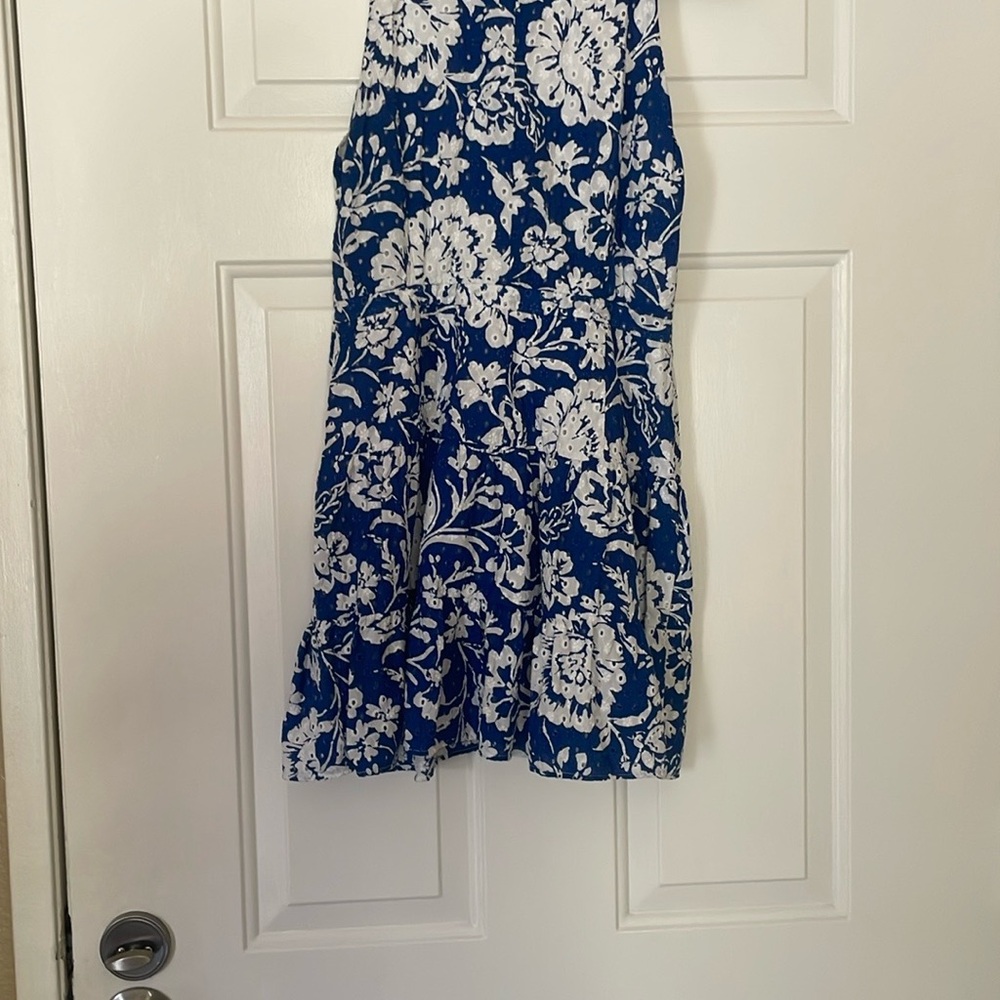 Zara Blue and White Pleated Smocked Sundress - Picture 2 of 8
